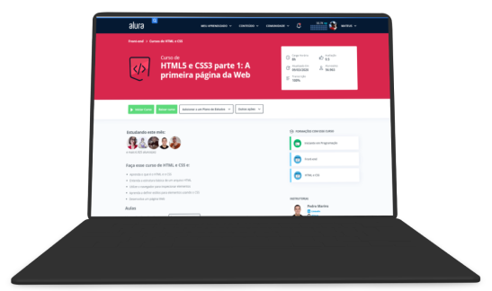 Imagem do notebook com interface de cursos da alura